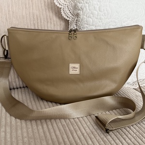Luna bag cappuccino beige szatén hevederrel - táska & tok - övtáska - Meska.hu
