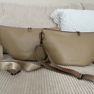 Luna bag cappuccino beige szatén hevederrel - táska & tok - övtáska - Meska.hu