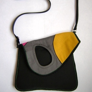 Női kis táska 2az1-ben szürke-zöld-sárga-pink - táska & tok - kézitáska & válltáska - tarisznya - Meska.hu