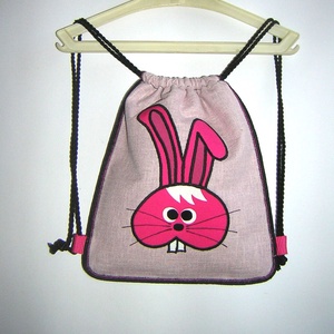 Cuki kislány hátitáska Gyerek hátizsák gymbag ovis táska rózsaszín pink nyuszival - Meska.hu