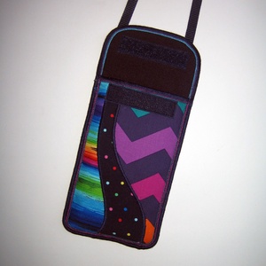 Mobil Tok állítható pánttal  XL telefon tartó Nyakba akasztható kistáska sötétkék-színes - táska & tok - pénztárca & más tok - telefontok - Meska.hu