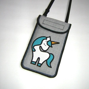 Cuki mobil tok állítható pánttal  XL telefon tartó Nyakba akasztható kistáska unikornis -  - Meska.hu