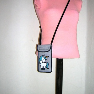 Cuki mobil tok állítható pánttal  XL telefon tartó Nyakba akasztható kistáska unikornis -  - Meska.hu