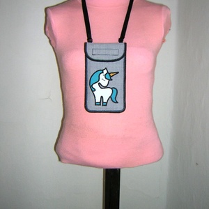 Cuki mobil tok állítható pánttal  XL telefon tartó Nyakba akasztható kistáska unikornis -  - Meska.hu