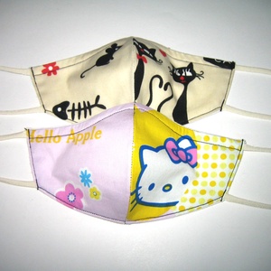 2 db Gyerek Szájmaszk kislányos Cicás és Hello Kitty-s textil maszk - gyerek - gyerek - Meska.hu