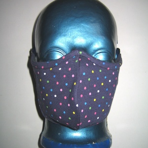 Orrmerevítős Szájmaszk fülre akasztható arcmaszk biciklis maszk sötétkék színes pöttyökkel - maszk, arcmaszk - női - Meska.hu