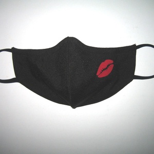 Orrmerevítős szájmaszk fülre akasztható arcmaszk textil maszk Fekete piros rúzsnyom - maszk, arcmaszk - női - Meska.hu