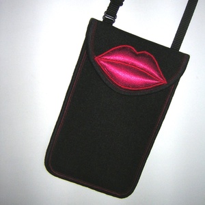  Mobiltok állítható pánttal  XL telefon tartó nyakba akasztható kistáska Száj - táska & tok - pénztárca & más tok - telefontok - Meska.hu