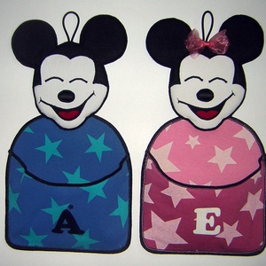 Minnie egeres zsebes fali tárolók testvéreknek ikreknek Minnie és Mickey ajtódísz - otthon & életmód - tárolás & rendszerezés - fali tároló - Meska.hu