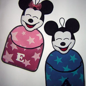 Minnie egeres zsebes fali tárolók testvéreknek ikreknek Minnie és Mickey ajtódísz - otthon & életmód - tárolás & rendszerezés - fali tároló - Meska.hu