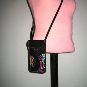 Mobiltok állítható pánttal  XL telefon tartó nyakba akasztható kistáska Színes - táska & tok - pénztárca & más tok - telefontok - Meska.hu