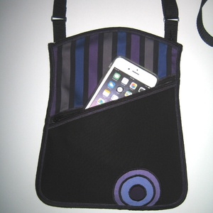 Azonnal szállítható Kis oldaltáska egyedi kistáska fekete-szürke-lila-kék - táska & tok - kézitáska & válltáska - vállon átvethető táska - Meska.hu