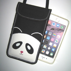Cuki pandás Telefontok állítható pántos kistáska nagy méretű telefonokhoz 2in1 Fekete-Fehér #panda - táska & tok - pénztárca & más tok - telefontok - Meska.hu