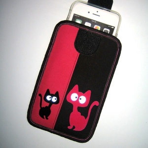 Cicás Telefontok mobiltok Fekete-Pink fényvisszaverő szemek #cicák#mobiltok, Táska & Tok, Pénztárca & Más tok, Telefontok, Varrás, Mindenmás, MESKA