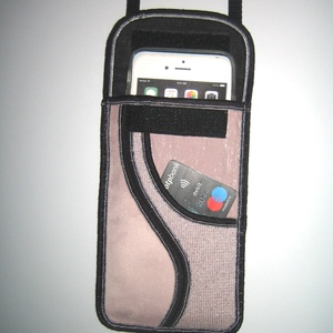 Púder színű Zsebes telefontok állítható pánttal nyakba is akasztható  2az1ben kistáska rózsaszín fekete - táska & tok - pénztárca & más tok - telefontok - Meska.hu