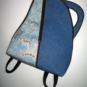 Egyedi Hátizsák  közepes méretű különleges aszimmetrikus táska Kék árnyalatok, Táska & Tok, Hátizsák, Hátizsák, Varrás, MESKA