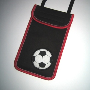 Telefontok nagyméretű telefonhoz 2in1 állítható pántos mini oldaltáska  piros fekete focis - táska & tok - pénztárca & más tok - telefontok - Meska.hu