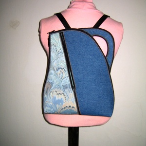 Egyedi Hátizsák  közepes méretű különleges aszimmetrikus táska Kék árnyalatok - táska & tok - hátizsák - hátizsák - Meska.hu