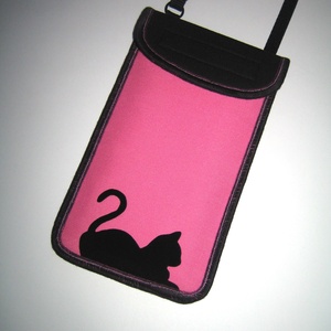 Cicás telefon tartó Állíthatópántos Mobiltok 2az1ben kistáska rózsaszín fekete #macska#telefontok - Meska.hu