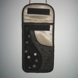 AZONNAL szállítható Zsebes elegáns telefontok lánccal nagy méretű telefonhoz egyedi kistáska Fekete-Arany-Bézs #mobiltok - táska & tok - pénztárca & más tok - telefontok - Meska.hu