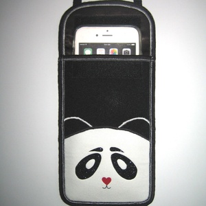 Cuki panda Mobiltok állítható pántos kistáska plus-os méretű telefonokhoz 2in1 csillámos szemmel - táska & tok - pénztárca & más tok - telefontok - Meska.hu