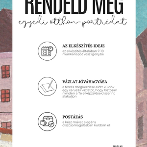 Személyre szabott épület illusztráció fotó alapján, akvarellel és tussal  - művészet - festmény - akvarell - Meska.hu