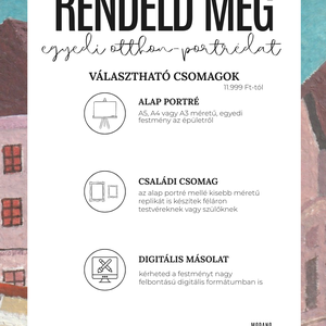 Személyre szabott épület illusztráció fotó alapján, akvarellel és tussal  - művészet - festmény - akvarell - Meska.hu