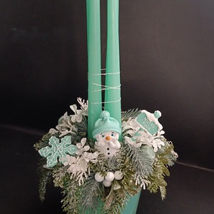 Menta adventi kaspó hóemberrel, Karácsony, Adventi díszek, Adventi asztaldísz, , MESKA