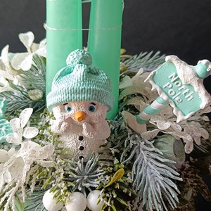 Menta adventi kaspó hóemberrel - karácsony - adventi díszek - adventi asztaldísz - Meska.hu