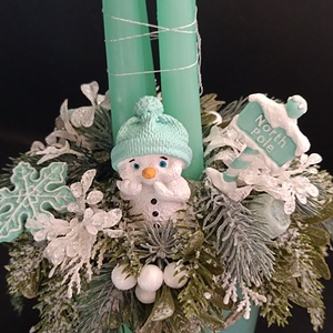 Menta adventi kaspó hóemberrel - karácsony - adventi díszek - adventi asztaldísz - Meska.hu