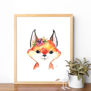 Róka - akvarell festmény (nyomat), Otthon & Életmód, Dekoráció, Kép & Falikép, Művészi nyomat, Festészet, Fotó, grafika, rajz, illusztráció, MESKA
