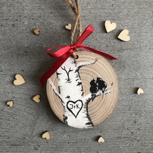 Kézzel festett fa korong, személyre szabott kezdőbetűkkel - esküvő - emlék & ajándék - köszönőajándék - Meska.hu