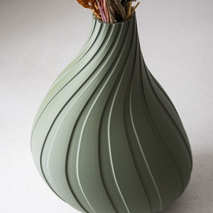 3d nyomtatott zöld váza (szárított virágoknak) - otthon & életmód - virágdekoráció - virágtartó - váza - Meska.hu