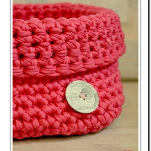 Pink bugyor - horgolt tároló - otthon & életmód - tárolás & rendszerezés - tárolókosár - Meska.hu