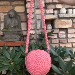 Pink macaron - horgolt válltáska - táska & tok - kézitáska & válltáska - vállon átvethető táska - Meska.hu