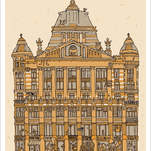 Anker Palota - számozott művészi nyomat, print, illusztráció, saját grafikámról, A4 méretben -  - Meska.hu