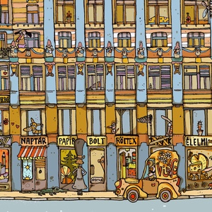 Anker palota - illusztráció, számozott digitális reprodukció, print, saját grafikámról, A5 méretben - otthon & életmód - dekoráció - kép & falikép - kép & falikép - Meska.hu