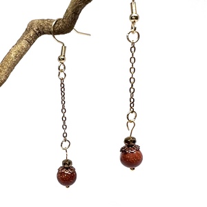 Lógós fülbevaló csillogó goldfluss gyönggyel, Ékszer, Fülbevaló, Lógó fülbevaló, Ékszerkészítés, MESKA