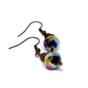 Vidám lógós fülbevaló színváltós, holografikus gyönggyel - ékszer - fülbevaló - lógó fülbevaló - Meska.hu