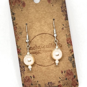 Alkalmi lógós fülbevaló gyöngyház színű gyönggyel, Ékszer, Fülbevaló, Lógó fülbevaló, Ékszerkészítés, MESKA