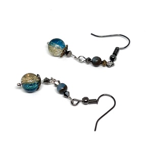 Tengerk�k színátmenetes lógós gyöngy fülbevaló, Ékszer, Fülbevaló, Lógó fülbevaló, Ékszerkészítés, MESKA