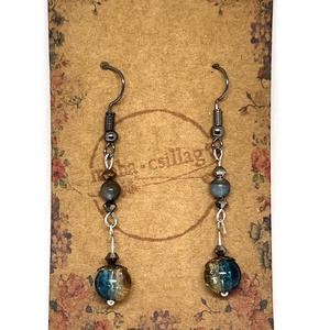 Tengerk�k színátmenetes lógós gyöngy fülbevaló - ékszer - fülbevaló - lógó fülbevaló - Meska.hu