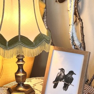 Eredeti akvarell varjú pár festmény, kerettel - művészet - festmény - akvarell - Meska.hu