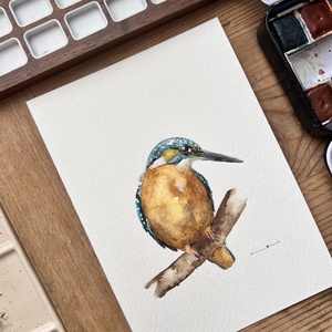 Eredeti akvarell jégmadár madár festmény - művészet - festmény - akvarell - Meska.hu