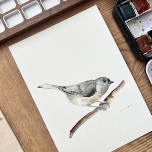 Eredeti akvarell cinege madár festmény - művészet - festmény - akvarell - Meska.hu