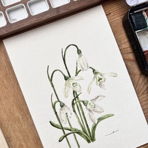 Eredeti akvarell  hóvirág  festmény - művészet - festmény - akvarell - Meska.hu