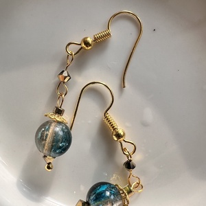 Tengerk�k színátmenetes lógós gyöngy fülbevaló - ékszer - fülbevaló - lógó fülbevaló - Meska.hu