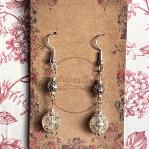 Halvány sárga kézműves roppantott üveg gyöngy lógós fülbevaló - ékszer - fülbevaló - lógó fülbevaló - Meska.hu