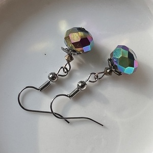 Briliánsra csiszolt kézműves gyöngy lógós fülbevaló, Ékszer, Fülbevaló, Lógó fülbevaló, Ékszerkészítés, MESKA