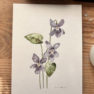 Eredeti akvarell  ibolya virág festmény - művészet - festmény - akvarell - Meska.hu